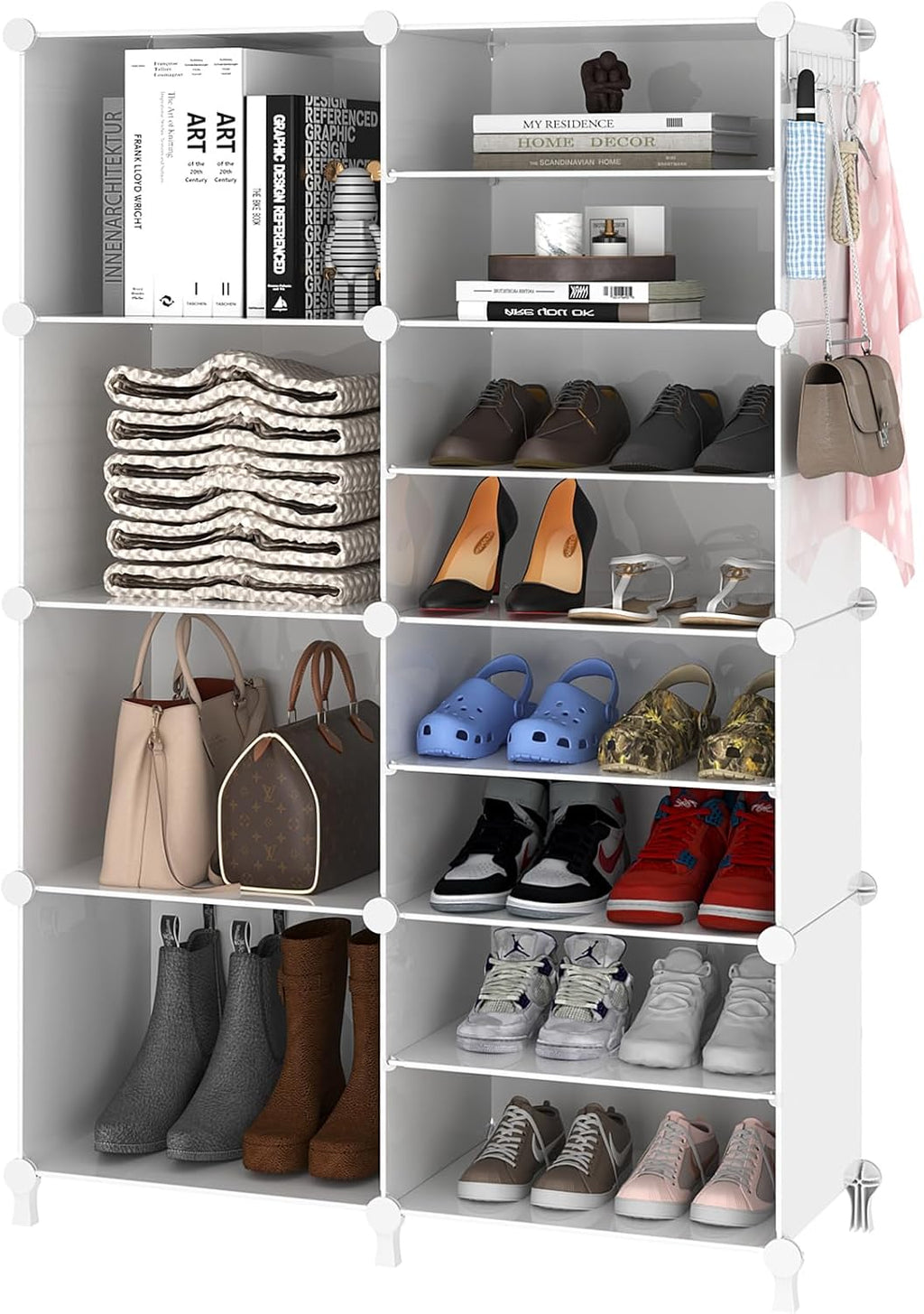 AWTATOS Organizador de armario con 8 estantes de almacenamiento, color blanco