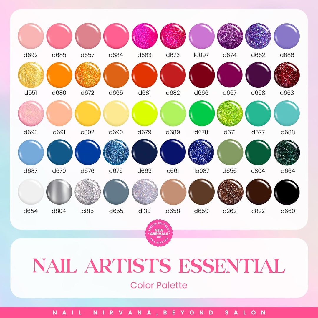Beetles - Juego de 50 esmaltes de uñas de gel delineador para arte...