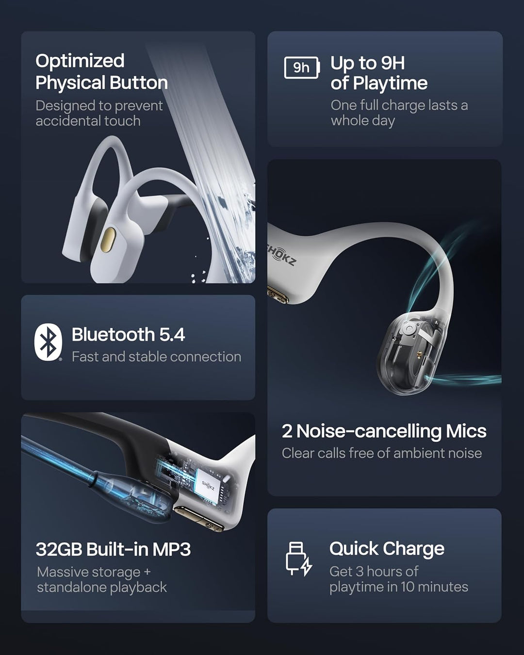 SHOKZ OpenSwim Pro - Auriculares deportivos de conducción ósea Blue...