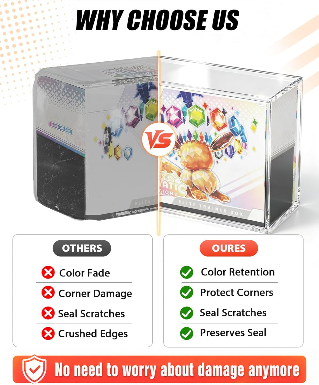 Acrylic ETB Protector Case 2 Pack con Tapa Deslizante Magnética