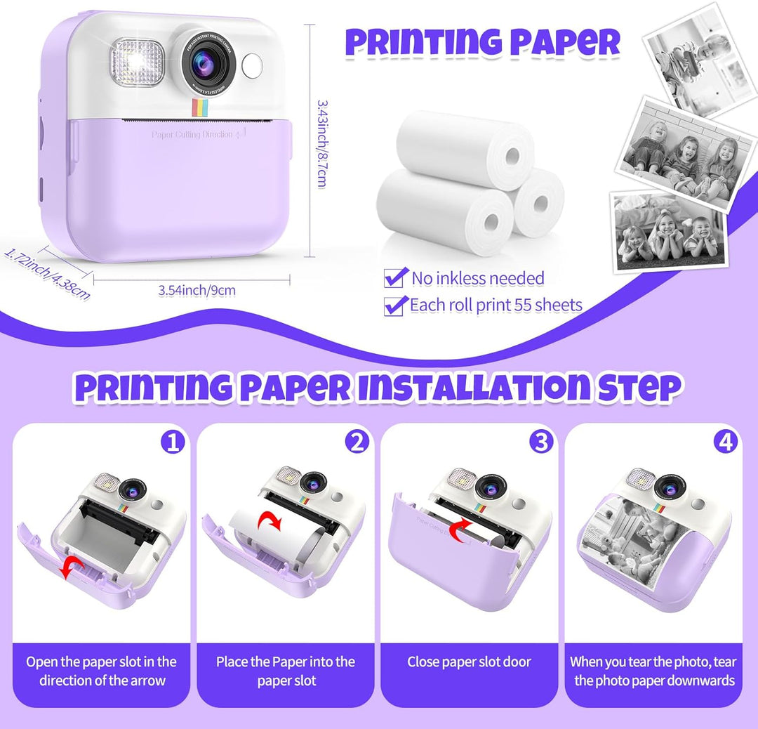 BOFIDAR Cámara de impresión instantánea para niños, cámara digital...