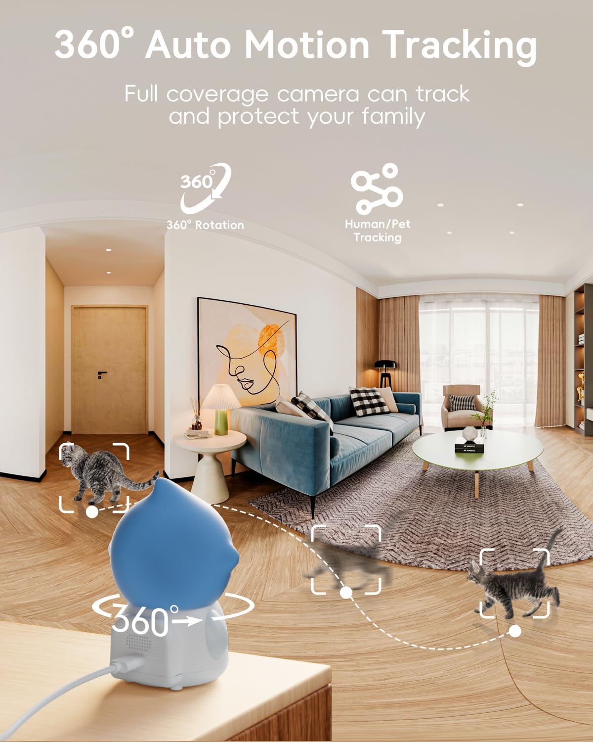ZUMIMALL Cámara para mascotas con juguete láser, cámara WiFi 2K para perros