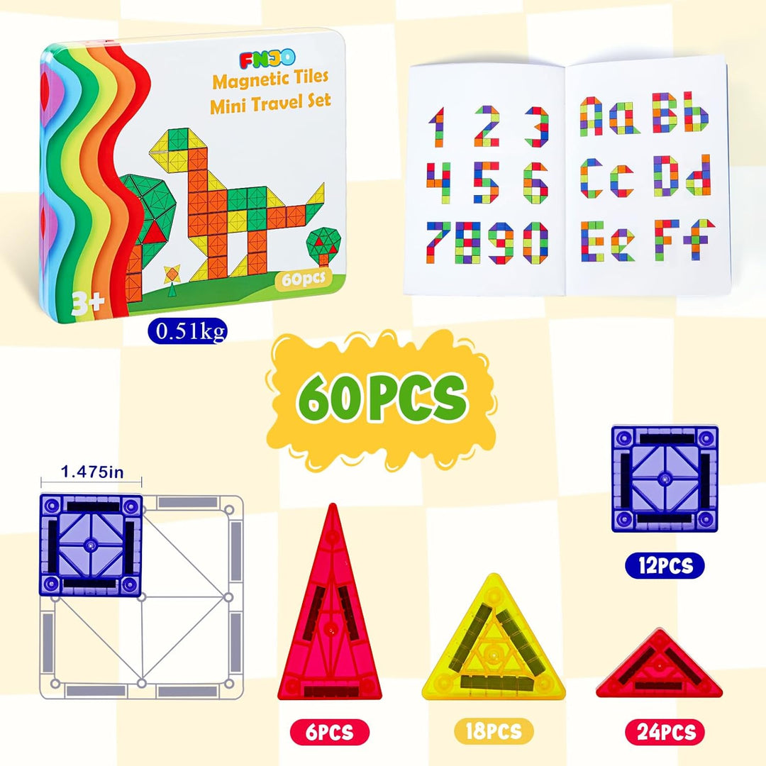 FNJO Mini azulejos magnéticos, juego de construcción magnética, 60...