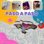Kit de Arte en Foil Princess & Unicorn para Niñas - Caja Metálica Magnética con Imanes de Foil, Manualidad Reutilizable y Sin Desorden para Viajes, Kit DIY de Artes y Manualidades para Niñas de 4-8 y 8-12 años
