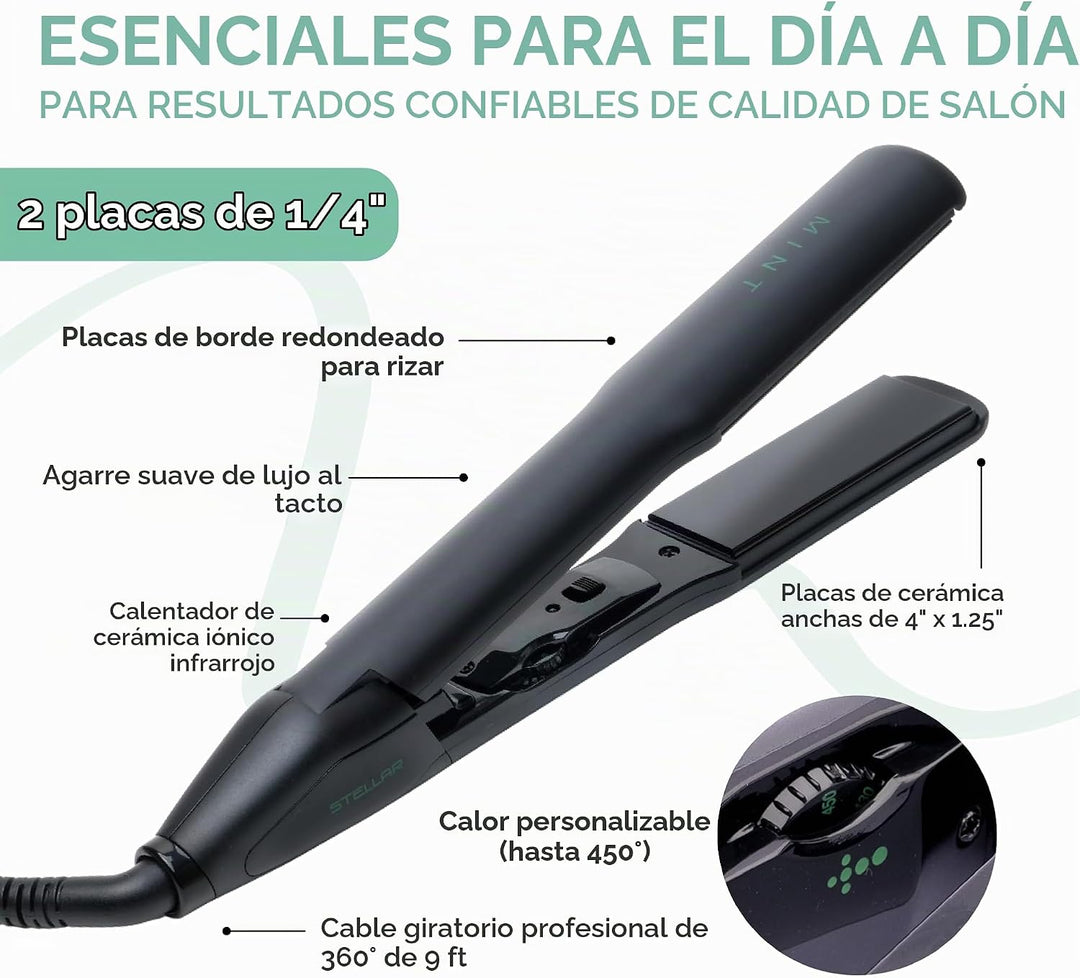MINT Stellar - Plancha iónica de cerámica para cabello fino\/medio...