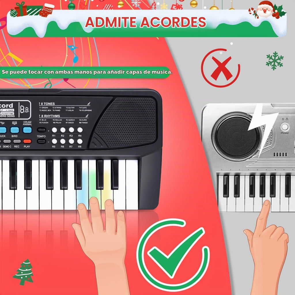 Juguetes de Piano para Niños - Teclado Musical de 37 Teclas para Niños Pequeños con Micrófono