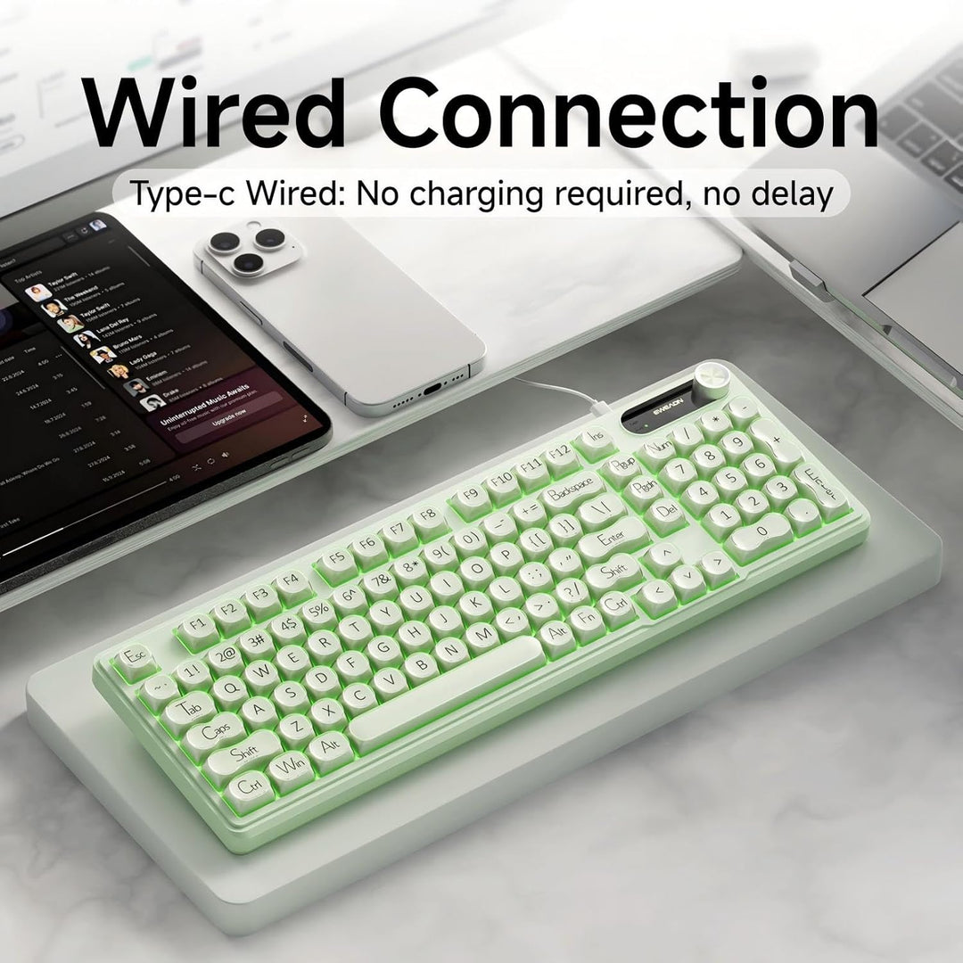EWEADN V102 Teclado con cable, 98 teclas, teclado cremoso para jueg...