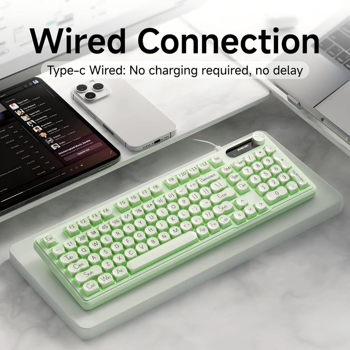 EWEADN V102 Teclado con cable, 98 teclas, teclado cremoso para jueg...