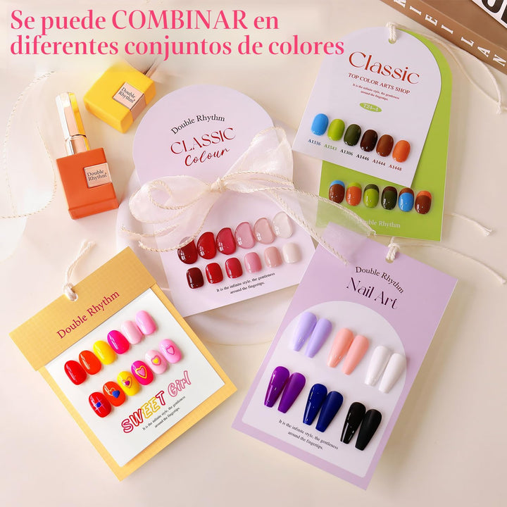 Double Rhythm 28 piezas 0.5 oz Esmalte de uñas de gel, juego de 28...