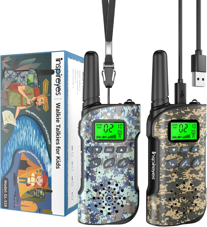 Inspireyes Walkie Talkies para niños recargables, juguetes para niñ...
