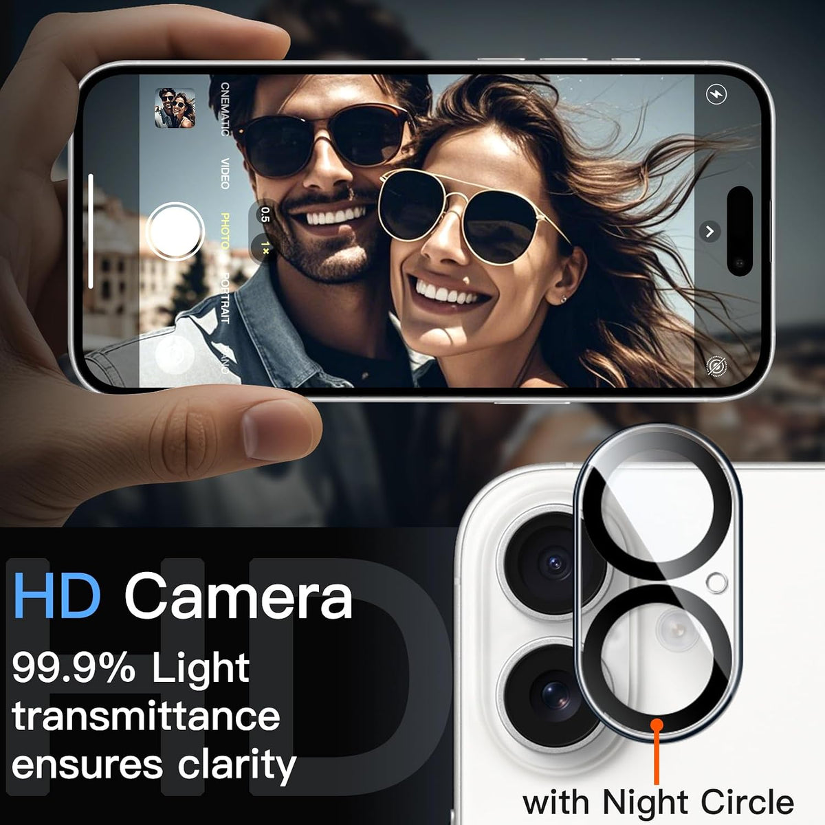 JETech Paquete de protector de lente de cámara y funda iridiscente para iPhone 17