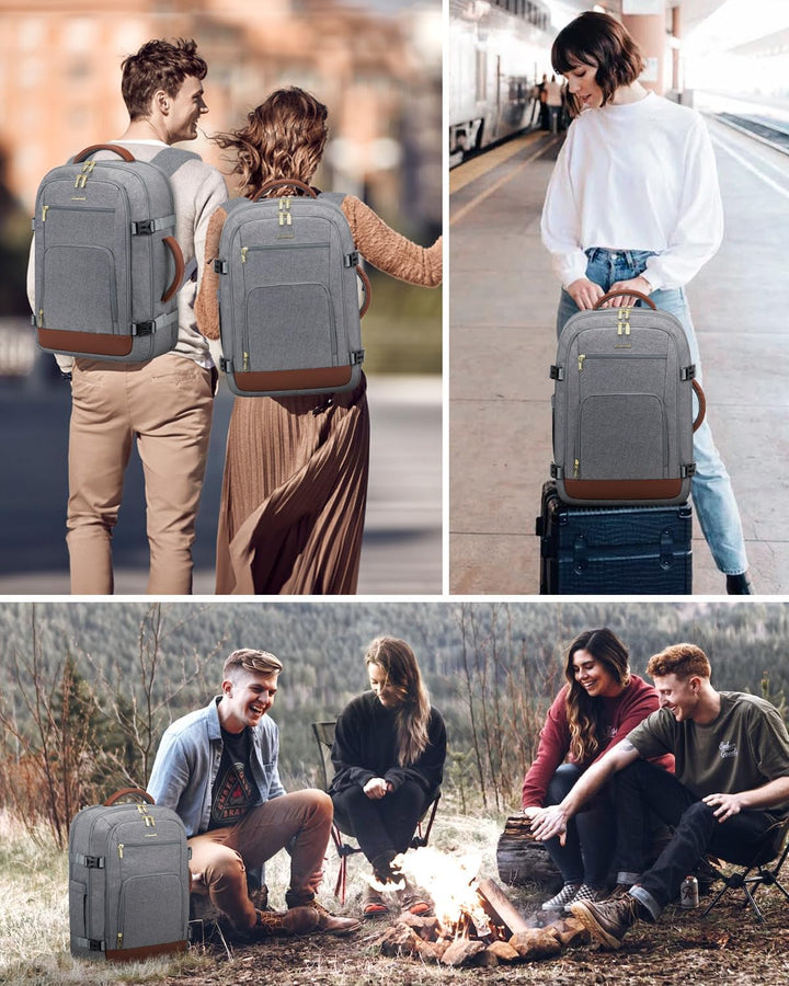 LOVEVOOK Mochila de viaje para mujer y hombre, gris-marrón , Mochil...