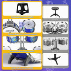 Set de Tambor para Niños Mejorado para Toddlers de 3-5 Años: Tambor Jazz de Plástico con Banqueta