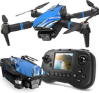 Dron con cámara para adultos, pantalla LCD FPV Live Video, motor profesional sin escobillas 270 ° para evitar obstáculos 3D Flips, Mini Quadcopter RC plegable para principiantes, soporte tarjeta SD de