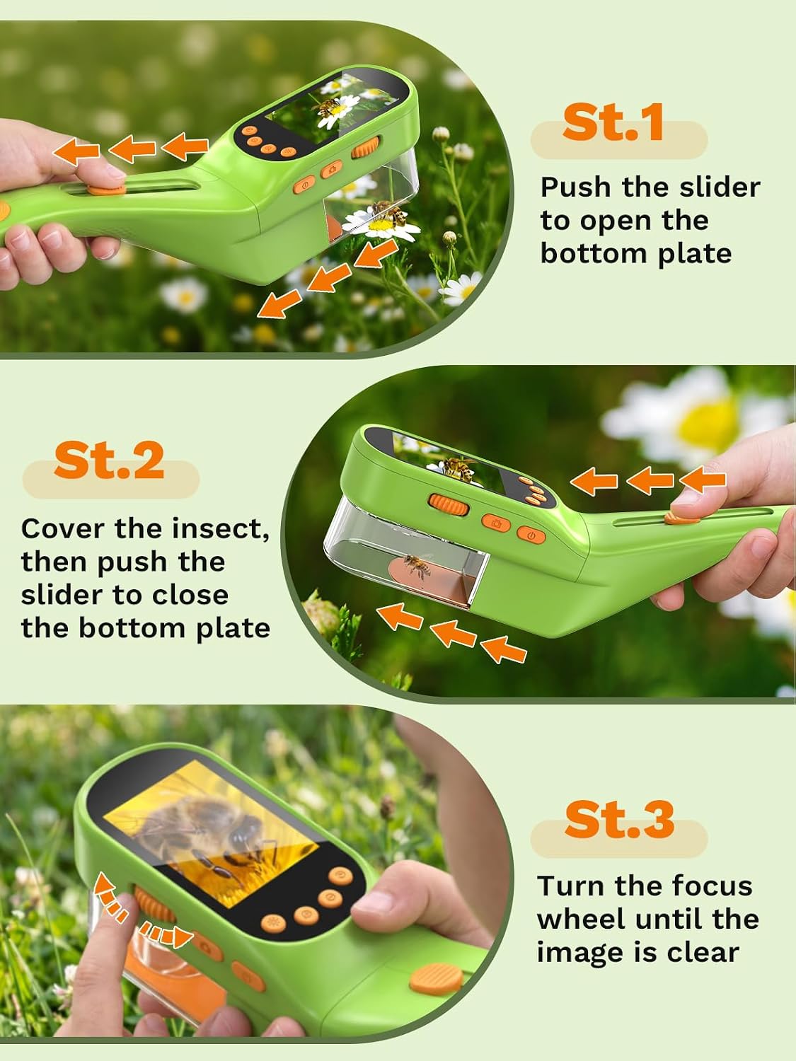 Cazador de insectos para niños con microscopio, kit para capturar insectos - Color verde esmeralda