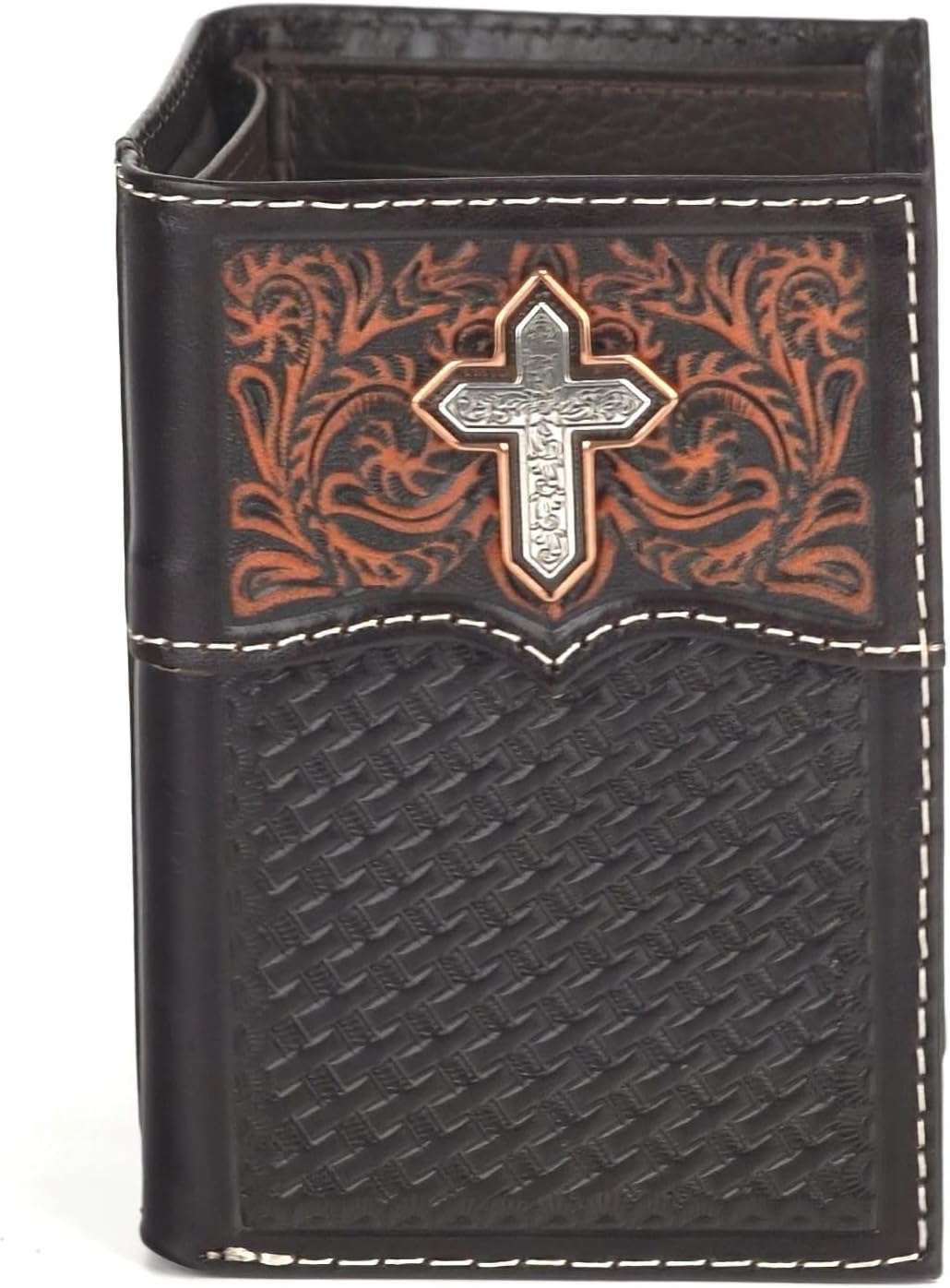 ARIAT Western Wallet Mens Trifold Cross Filigrana Marrón Medio A355...