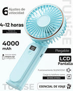 TUNISE Ventilador portátil de mano, 4000mAh, 180 ajustable, 6 veloc...