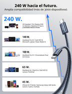 LISEN USB C a USB C Cable, 240W C a C Fast carga Cable (6.6ft, 4 Pack)