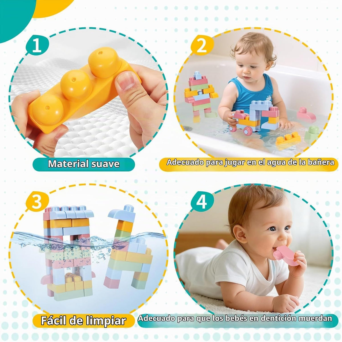 Mega bloques para niños pequeños de 1 a 3 bloques de construcción grandes y