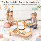 Juego de batería para bebé, instrumentos musicales de madera de