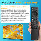 RC923A FMB1 Reemplazo de control remoto por voz, compatible con TCL Google Smart TV 4K HDR QLED Mini LED TV QM5K QM6K QM6K PRO QM7K Q77K X11K Series