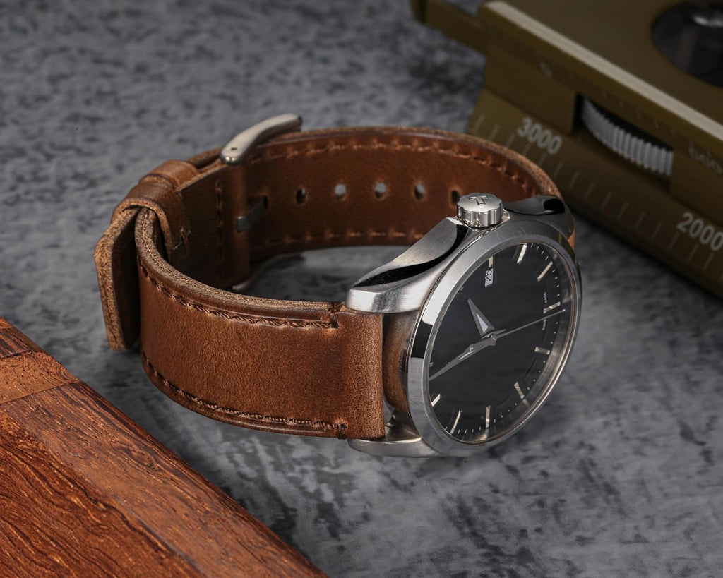 hemsut h Horween - Correas de reloj de cuero para hombre, correa de cuero de liberación rápida para reloj, envoltura de repuesto de 0.71 pulgadas, 0.78 pulgadas, 0.86 pulgadas