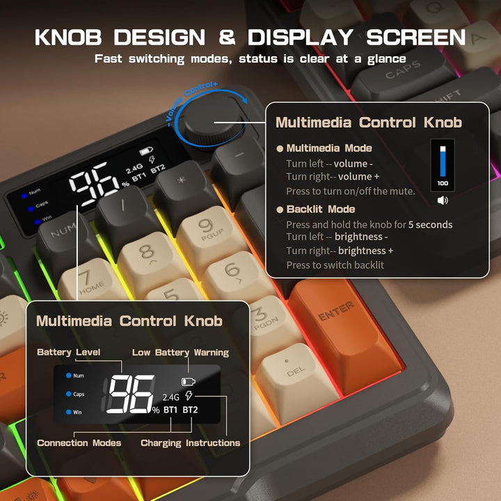 LexonElec Teclado Inalámbrico para Juegos M96, Control de Perilla B...