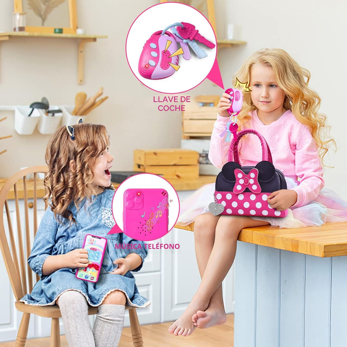 Kaodezhu - Bolso de juego para niñas pequeñas, juego de maquillaje de