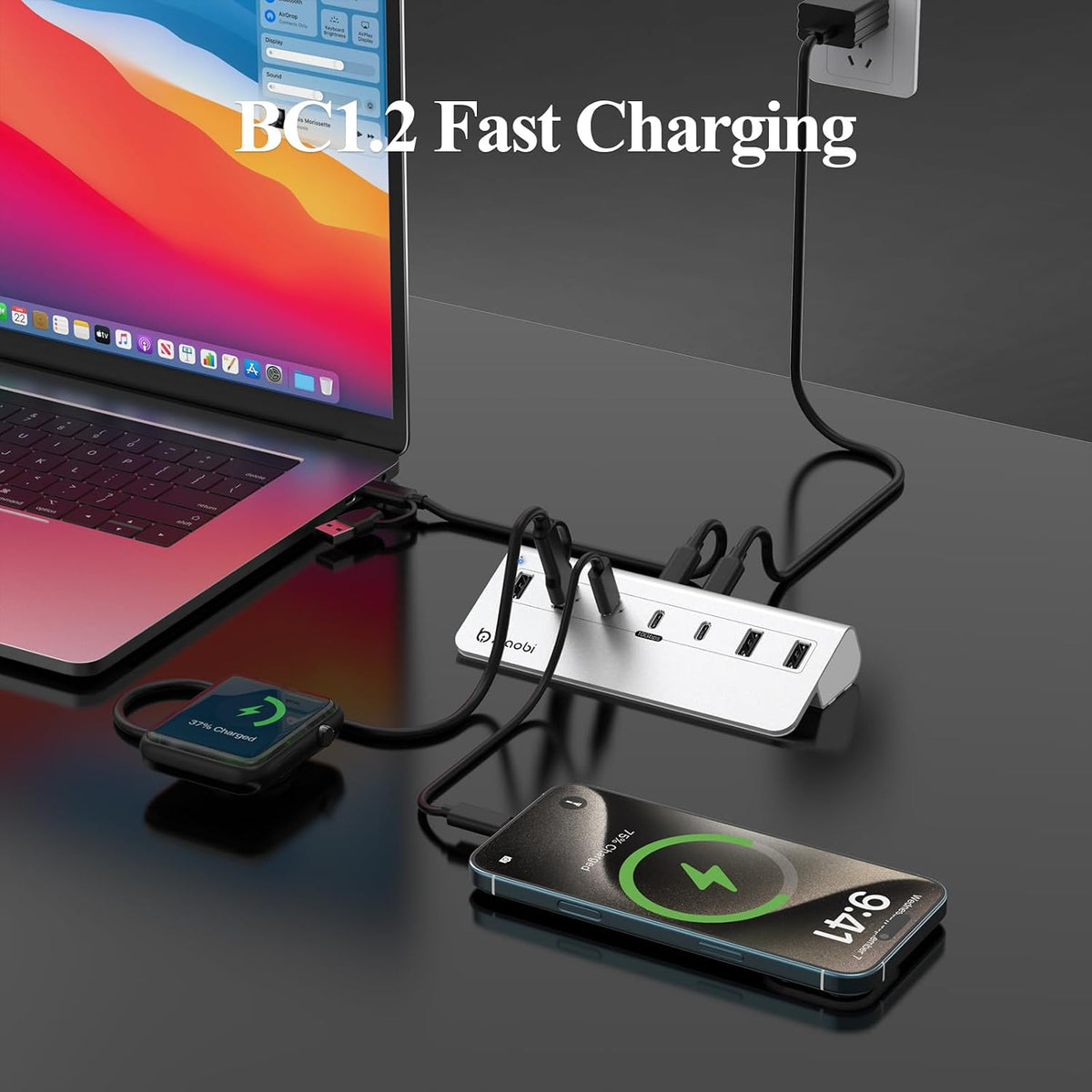 xiaobi, Bi-H07, hub USB de 4 puertos, alimentado