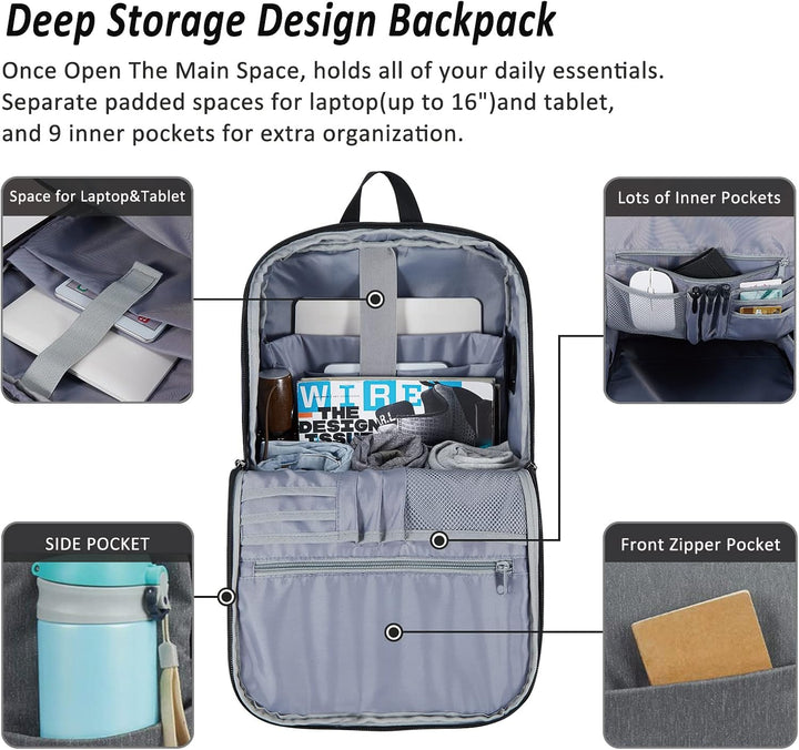 MAXTOP Mochila de almacenamiento profundo para computadora portátil...