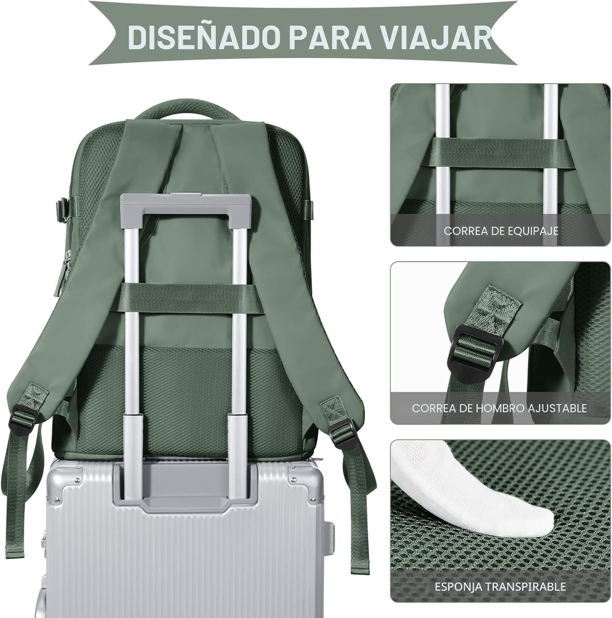 coowoz Mochila grande de viaje para mujeres y hombres, mochila de transporte, mochila de senderismo impermeable, mochila deportiva para exteriores, Verde oliva, 25 L, Mochilas de viaje
