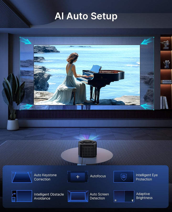 NexiGo TriVision Ultra, proyector portátil 4K Tri-LED láser, 2600 l...