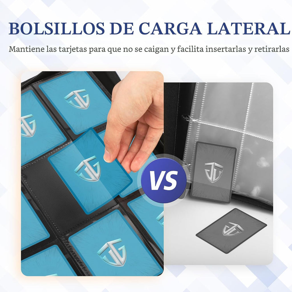 Carpeta para Tarjetas de Intercambio, Álbum de Tarjetas con 9 Bolsillos de Carga Lateral que Sostiene hasta 540 Tarjetas, Carpeta con Cremallera para Colección de Tarjetas, Soporte de Tarjetas