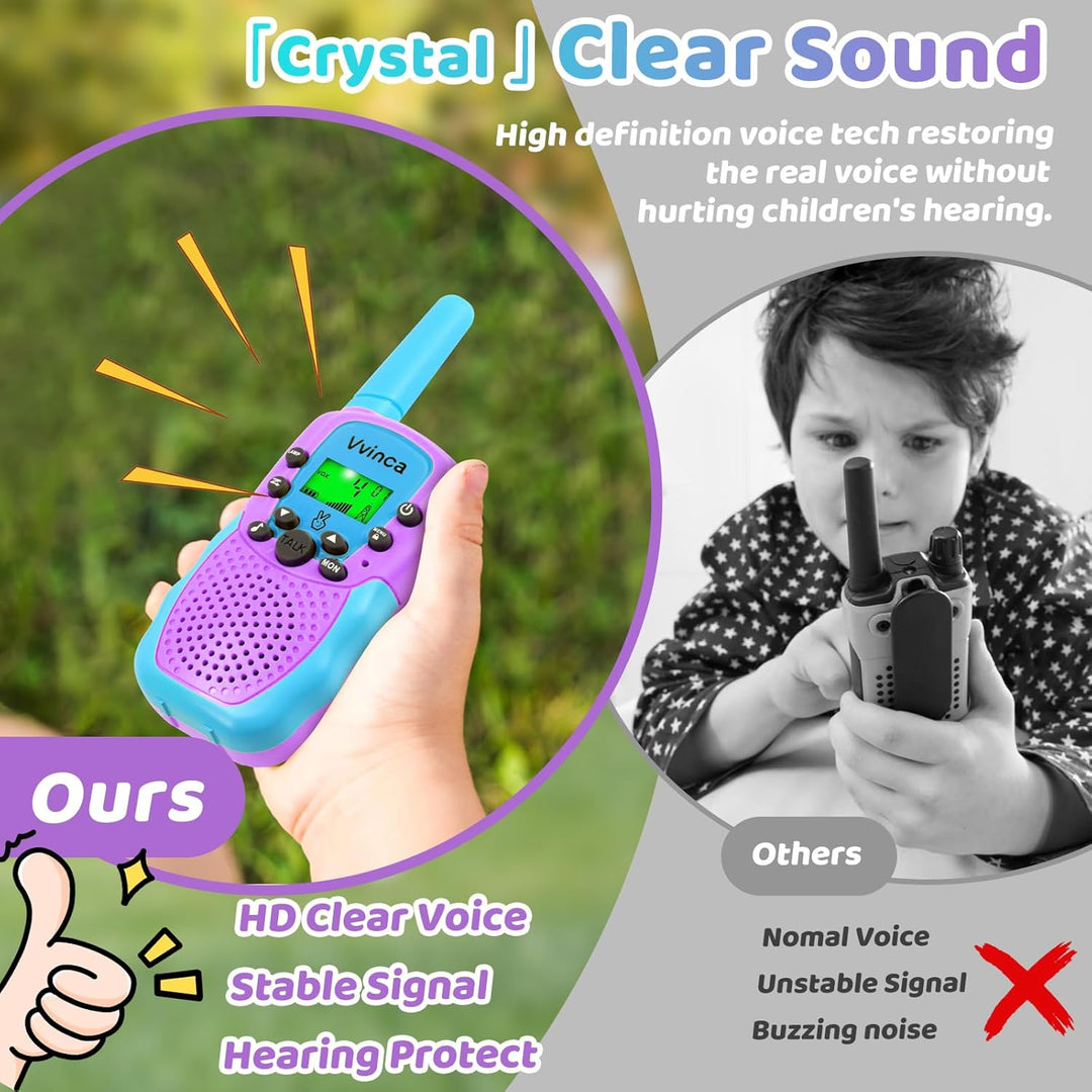 Vvinca Walkie Talkies recargables para niños, paquete de 4, juguete...