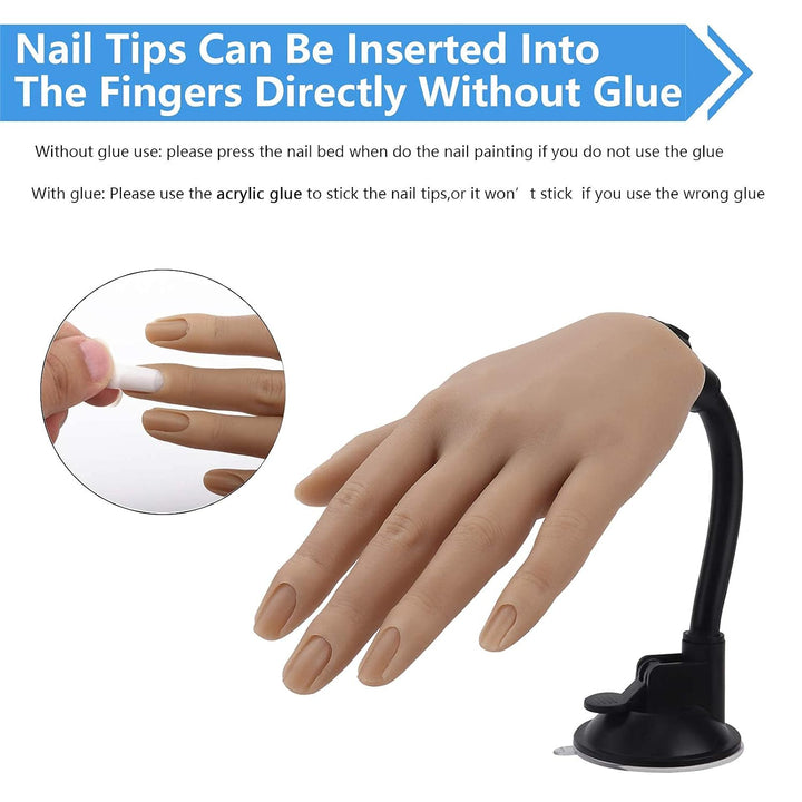 LIONVISON Mano de práctica de silicona para uñas acrílicas con sopo...