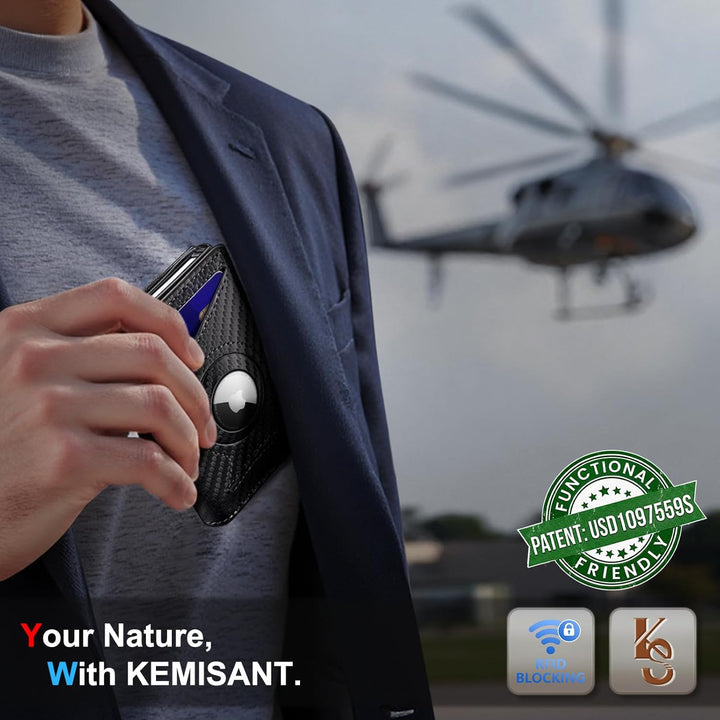 KEMISANT Billetera Airtag para hombre, delgada con bolsillo frontal...