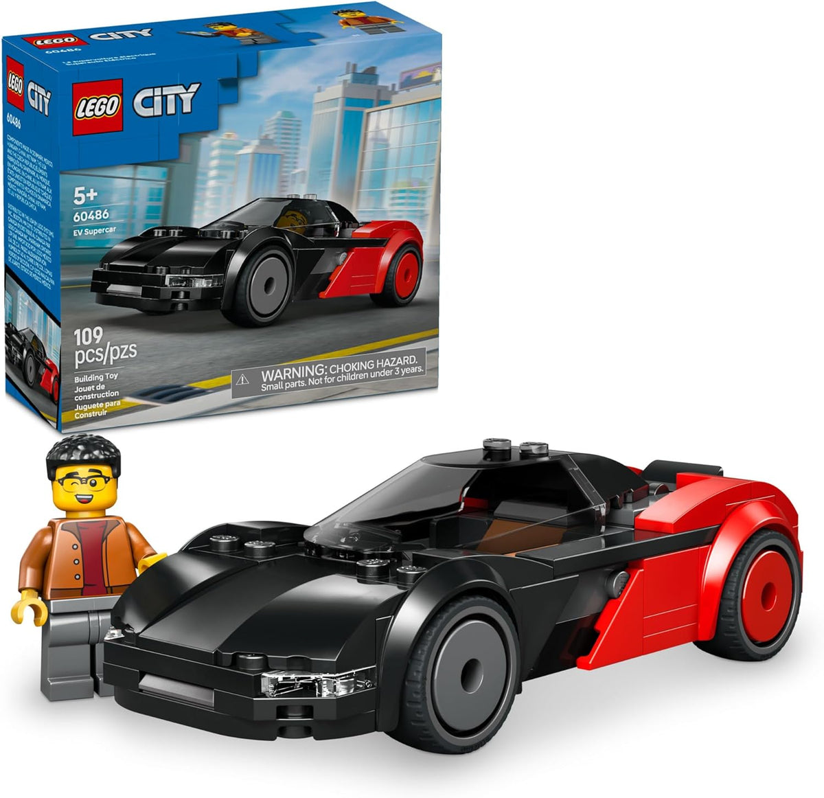 LEGO City EV Supercar - Juguete de construcción para niños, juego d...