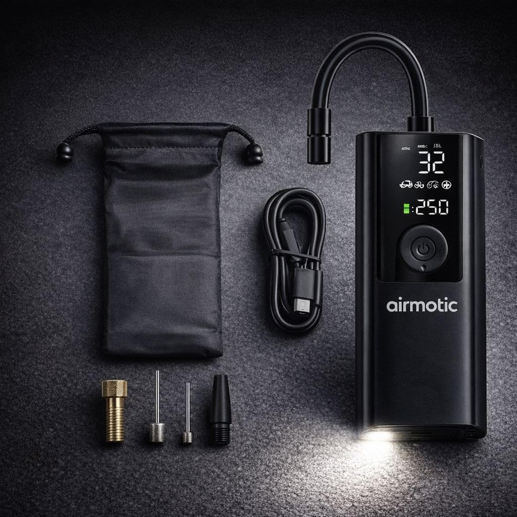 Airmotic Compresor de aire portátil para inflador de neumáticos, bo...