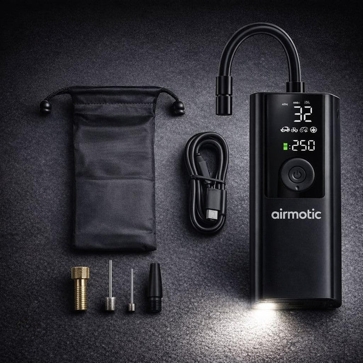 Airmotic Compresor de aire portátil para inflador de neumáticos, bo...