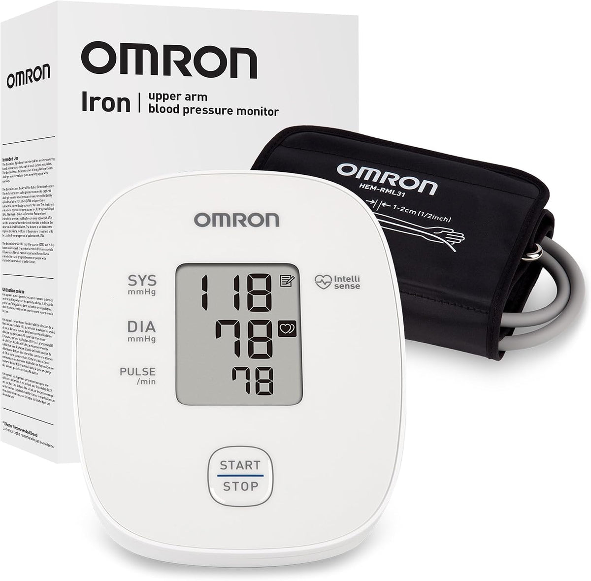 OMRON Monitor de presión arterial de hierro y brazalete de presión arterial