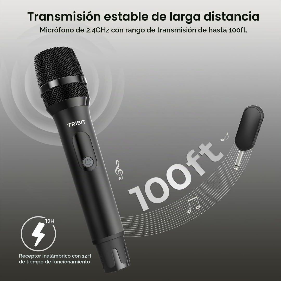 Tribit - Micrófono inalámbrico, sistema de micrófono dinámico inalá...