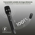 Tribit - Micrófono inalámbrico, sistema de micrófono dinámico inalámbrico de mano dual