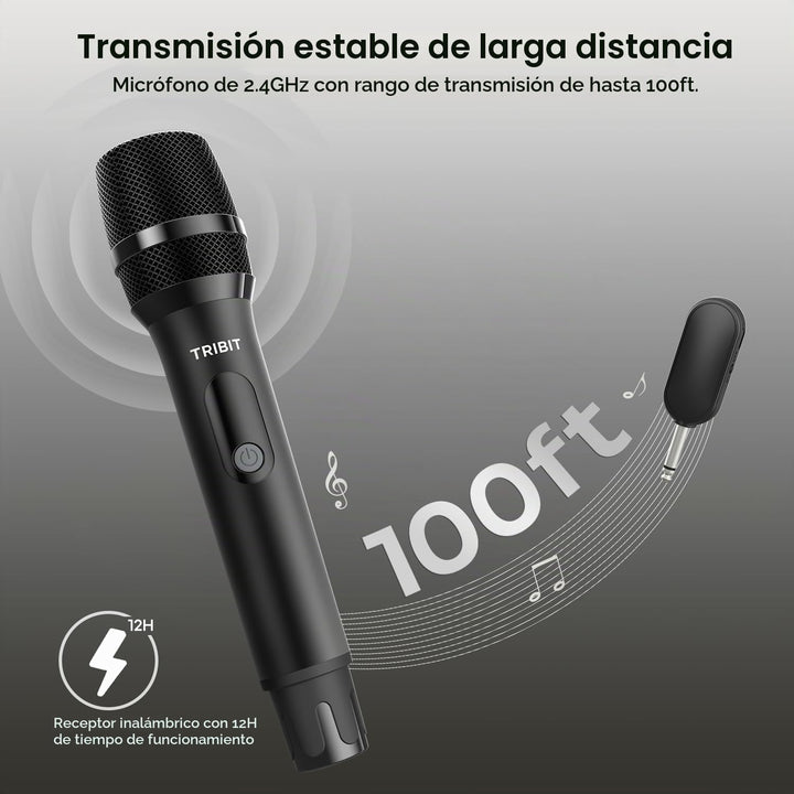 Tribit - Micrófono inalámbrico, sistema de micrófono dinámico inalá...