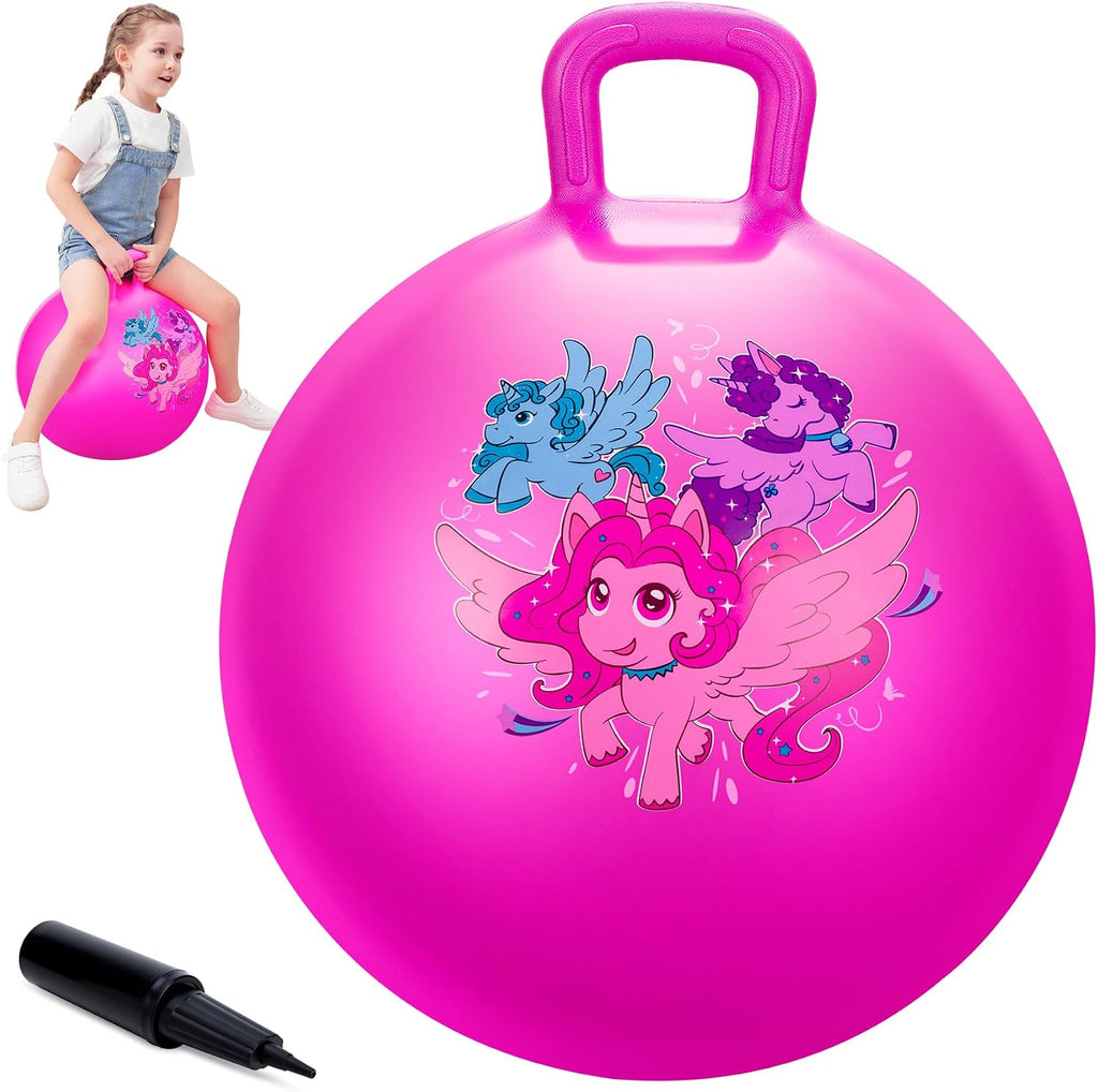 Pelota de tolva para niños de 3 a 8 años, bola hinchable de 18 pulgadas con asa, unicornio