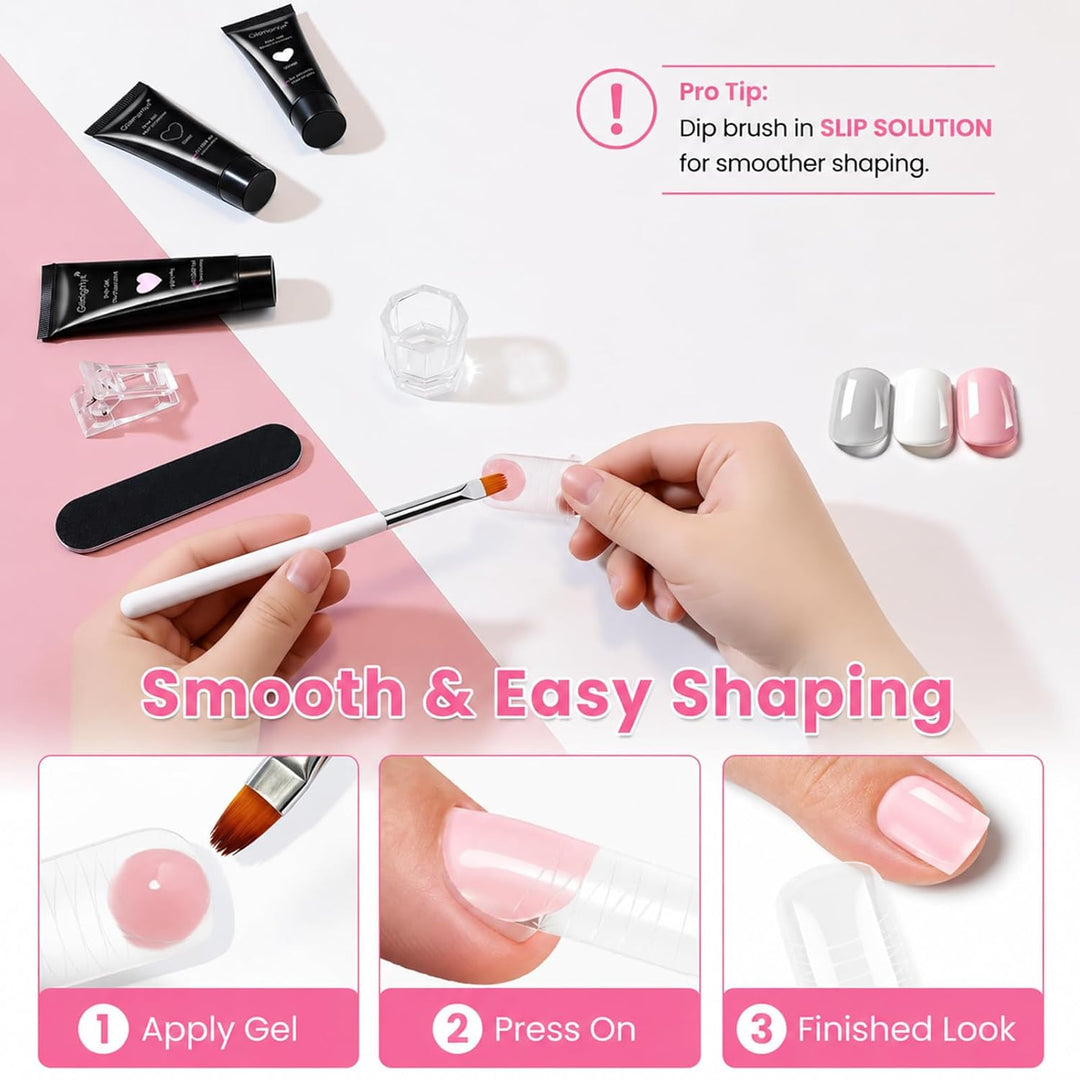 GlimightyX Kit de iniciación de uñas de Polygel con luz UV, juego c...