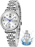OLEVS Reloj de Lujo para Mujeres, Modo Pequeño de Muñeca, Acero Inoxidable, Reloj para Damas, Calendario