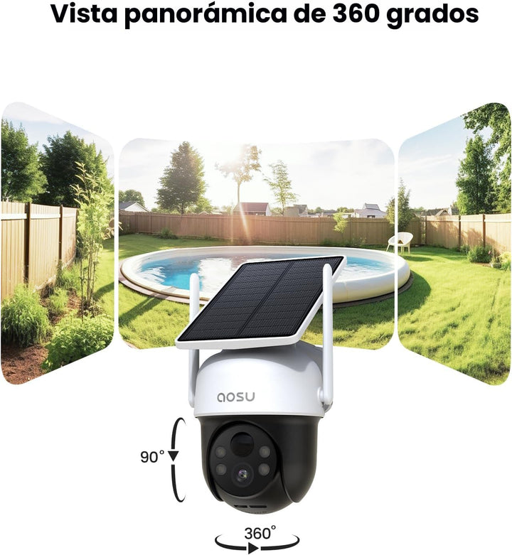 aosu Cámara solar inalámbrica para exteriores, cámara de seguridad...