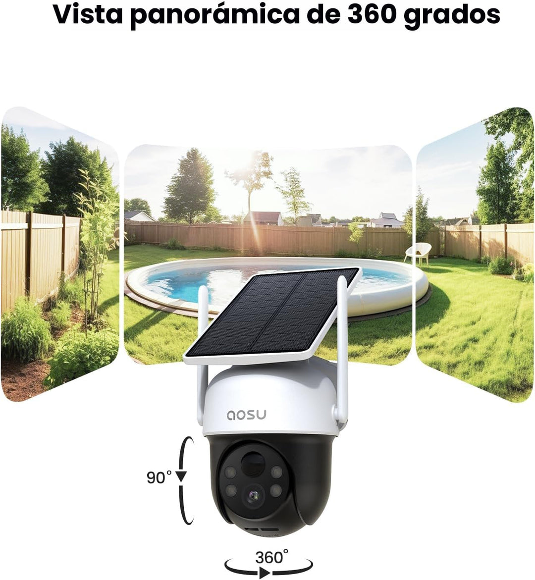 AOSU Cámara solar de seguridad para exteriores \u2013 Cámaras de se...