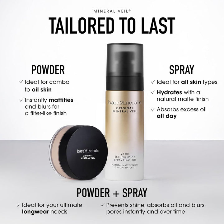 bareMinerals Original Mineral Veil - Spray de ajuste mate natural,...