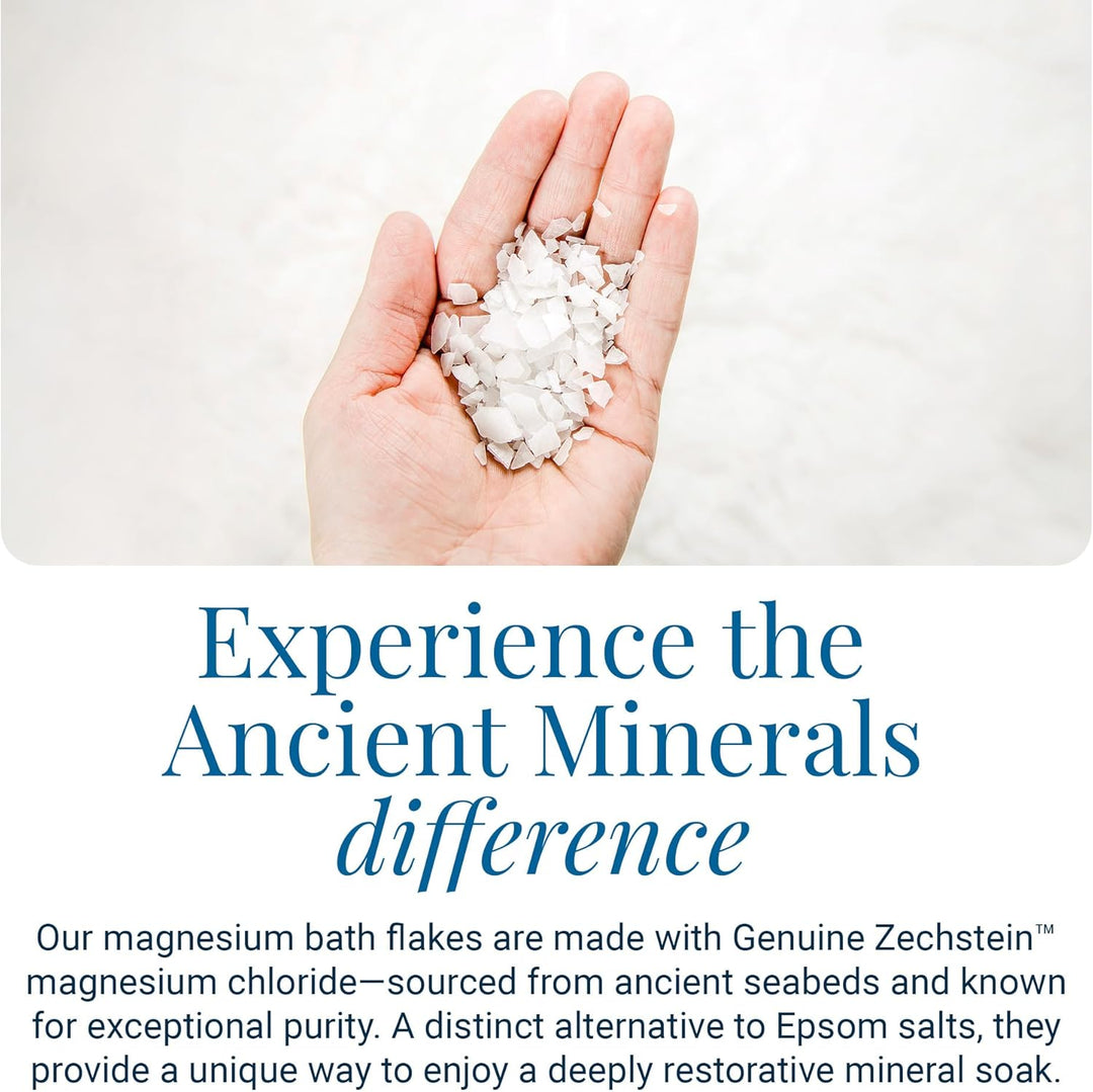 Ancient Minerals copos de baño de magnesio, bolsa de un solo uso.